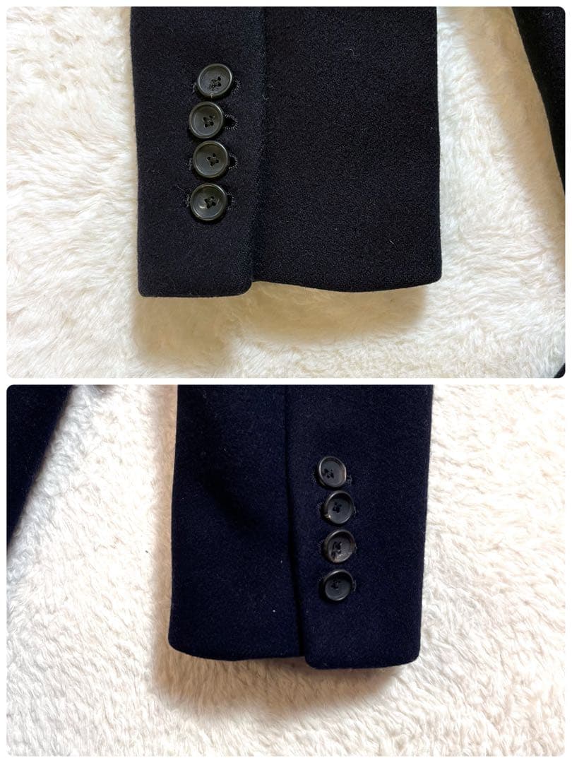 サイ SCYE BASICS //Pコート▲ウールカシミヤ　ネイビー 38