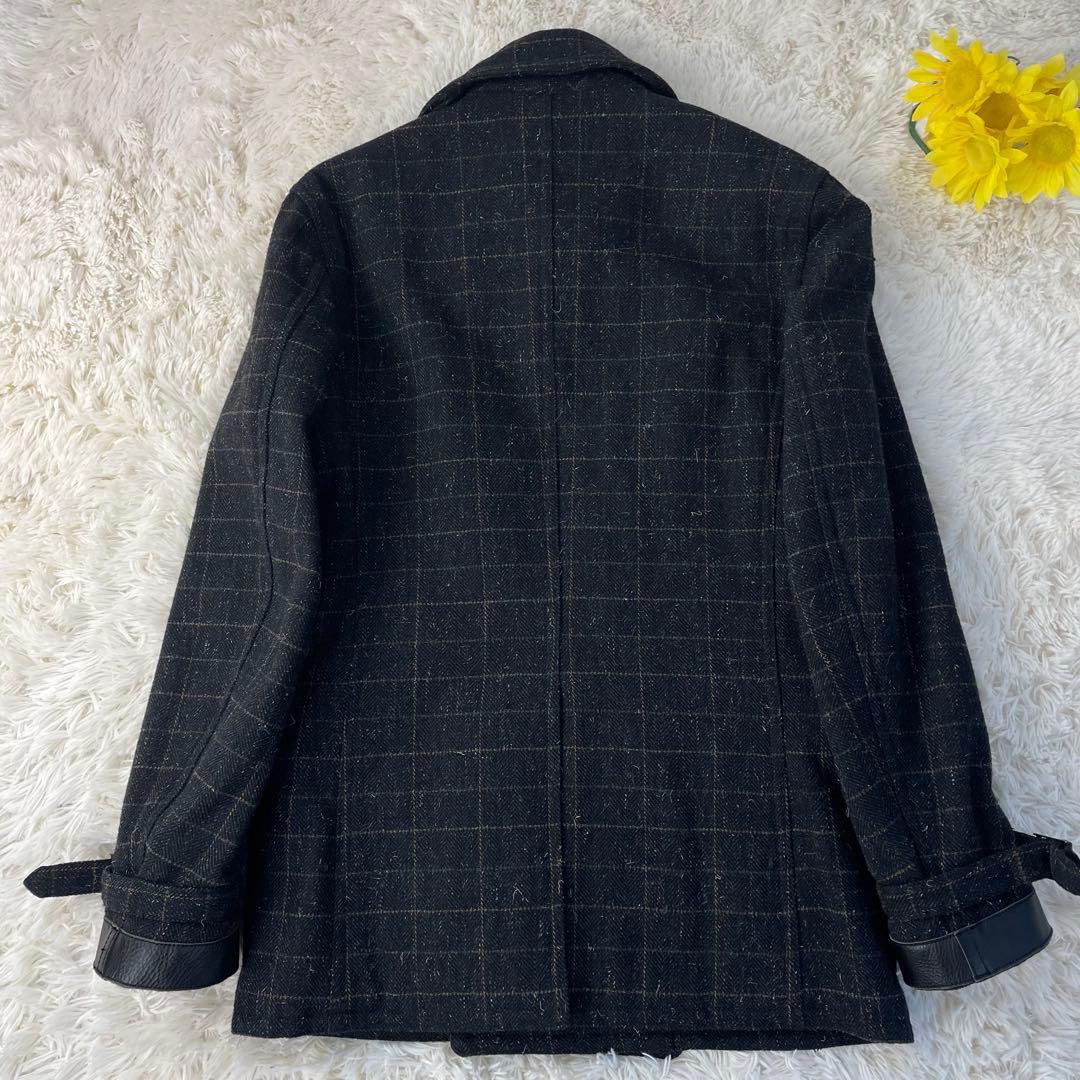 未使用級 極美品 ナイジェルケーボン カウハイドコンビ ウール ピーコート XL