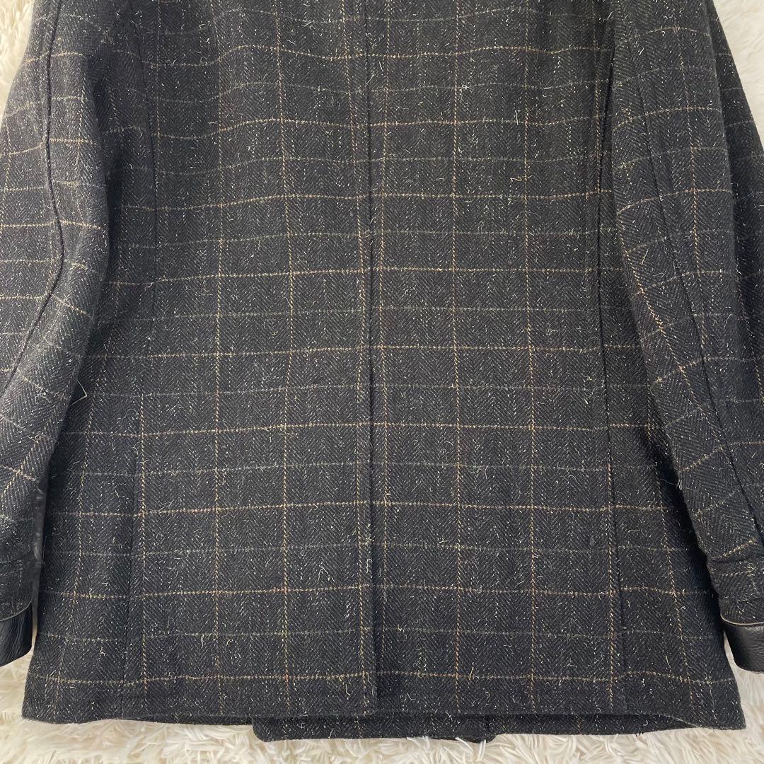 未使用級 極美品 ナイジェルケーボン カウハイドコンビ ウール ピーコート XL