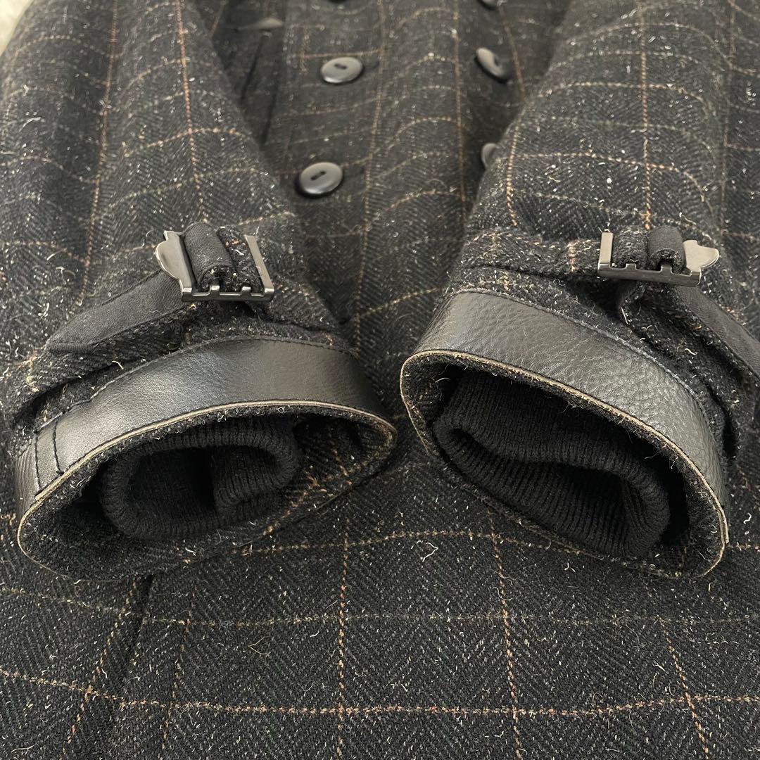 未使用級 極美品 ナイジェルケーボン カウハイドコンビ ウール ピーコート XL