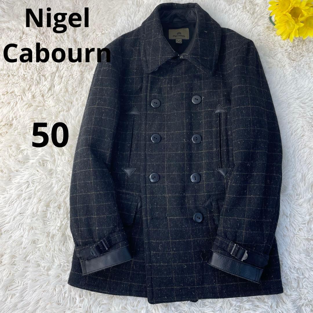 未使用級 極美品 ナイジェルケーボン カウハイドコンビ ウール ピーコート XL