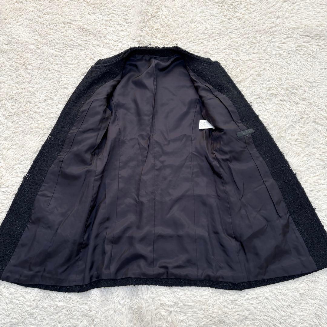 ANAYI アナイ ツイードジャケット コート ノーカラー 黒 M相当