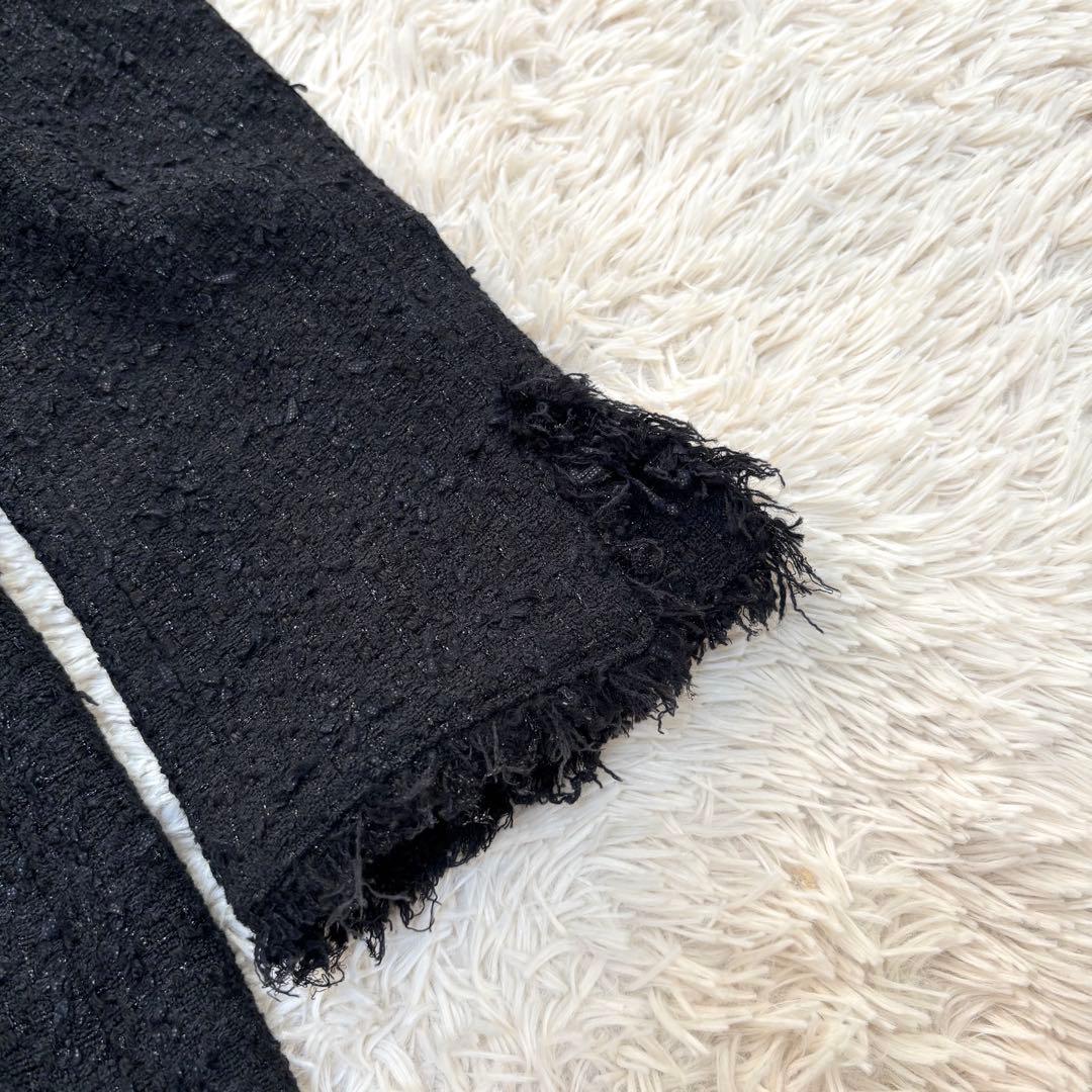 ANAYI アナイ ツイードジャケット コート ノーカラー 黒 M相当