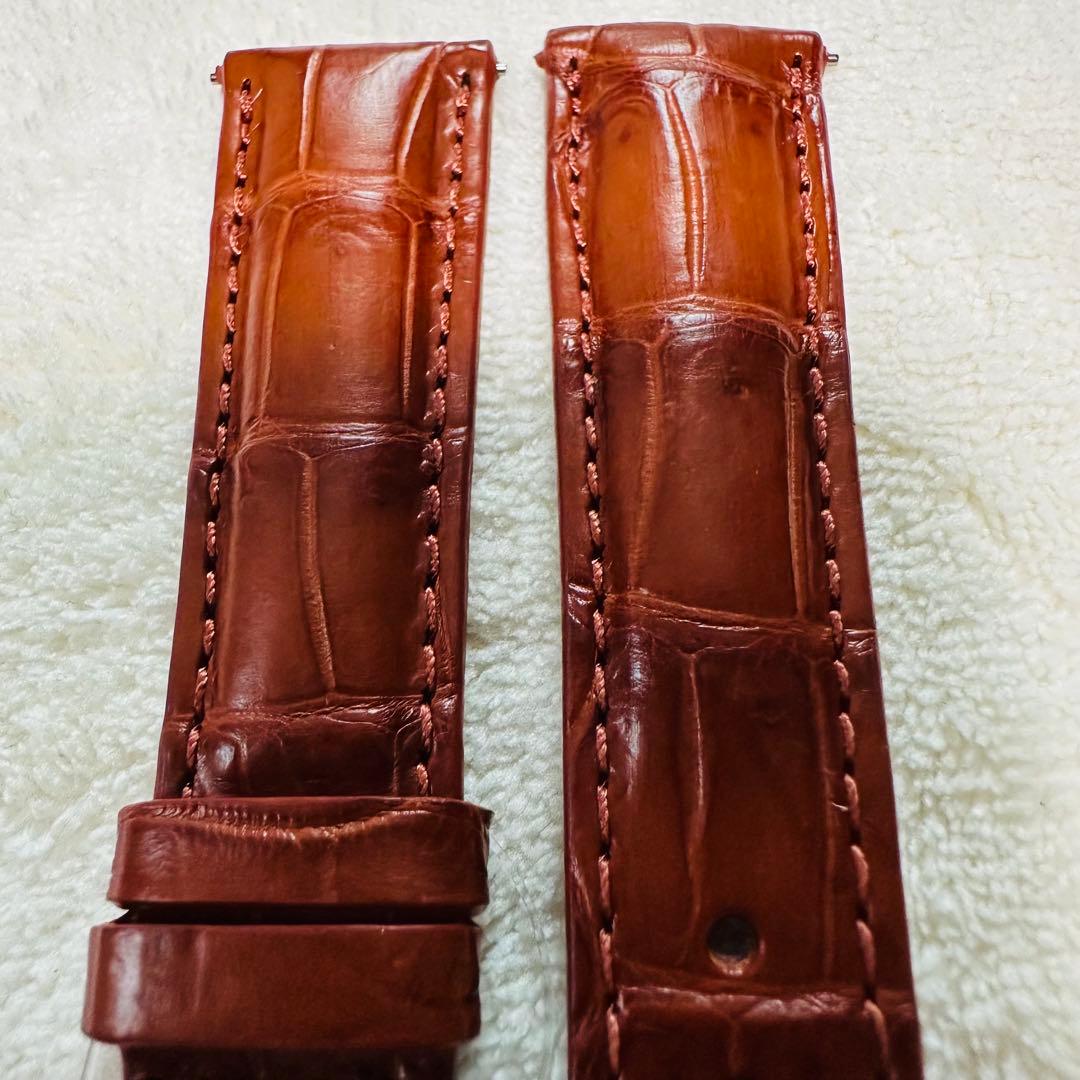 2045#19mm-16mmコニャック★本物クロコダイルレザーベルト★スイス製