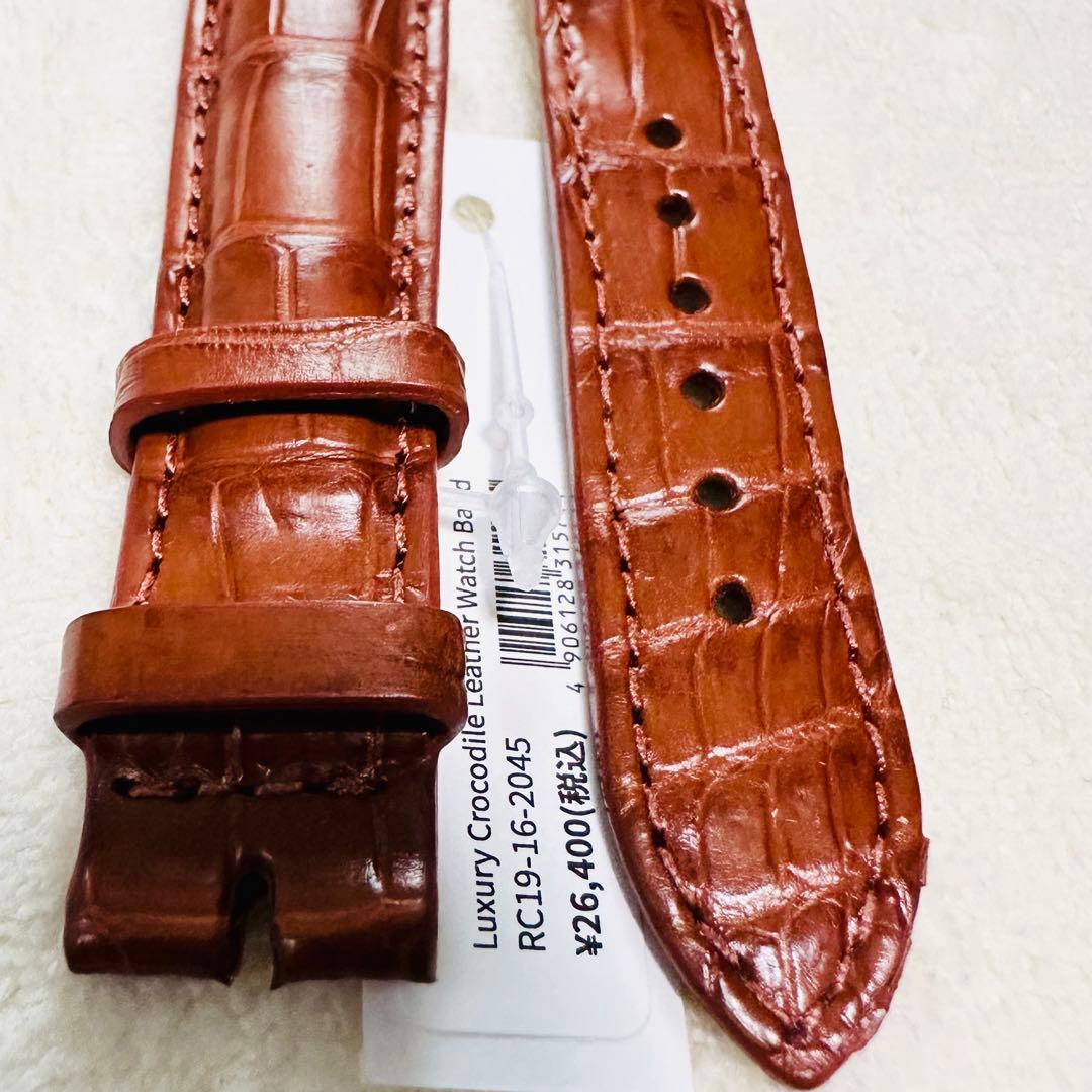 2045#19mm-16mmコニャック★本物クロコダイルレザーベルト★スイス製