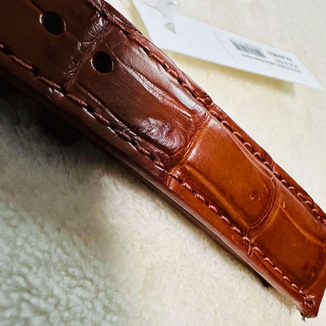 2045#19mm-16mmコニャック★本物クロコダイルレザーベルト★スイス製