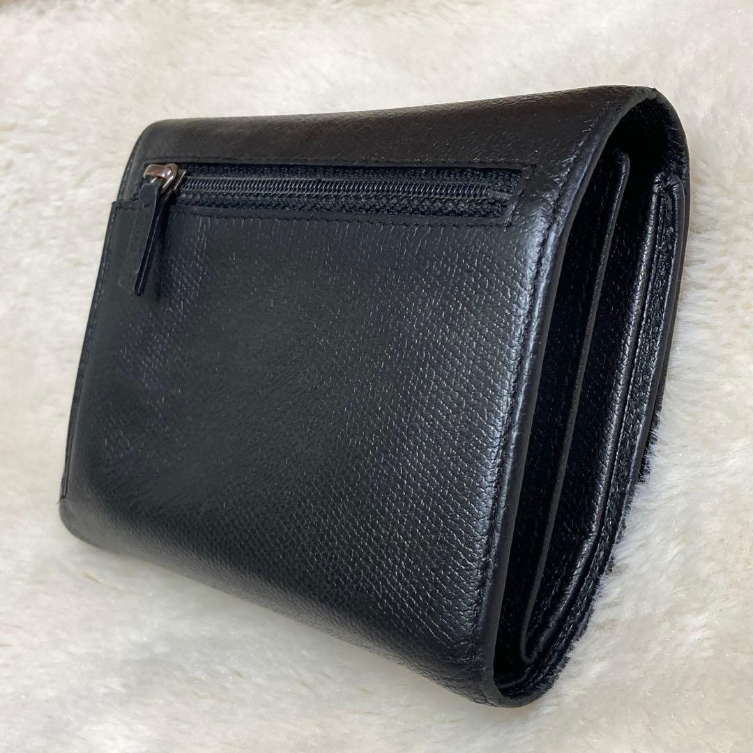 【美品】 CHANEL シャネル 三つ折り財布 レザー ブラック ココボタン