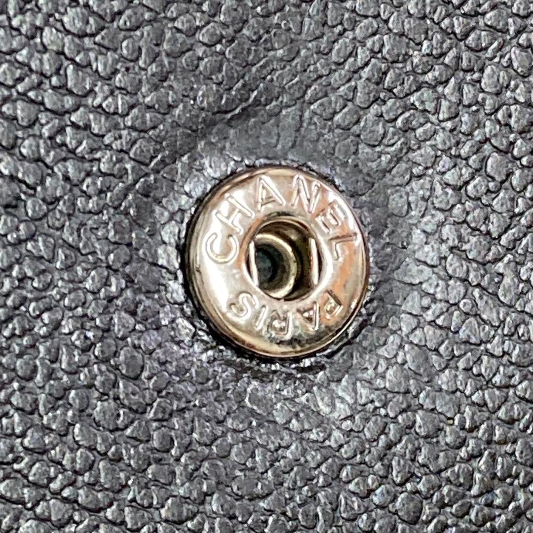 【美品】 CHANEL シャネル 三つ折り財布 レザー ブラック ココボタン