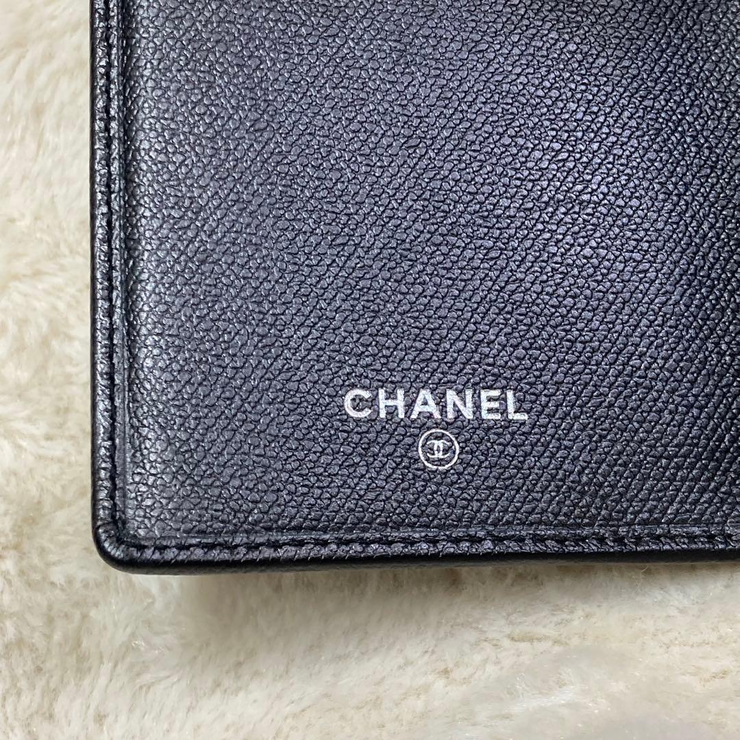 【美品】 CHANEL シャネル 三つ折り財布 レザー ブラック ココボタン