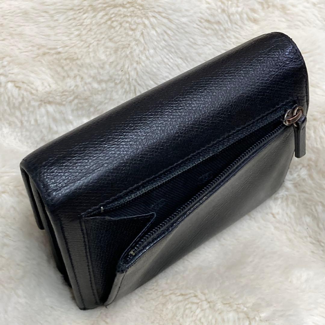 【美品】 CHANEL シャネル 三つ折り財布 レザー ブラック ココボタン
