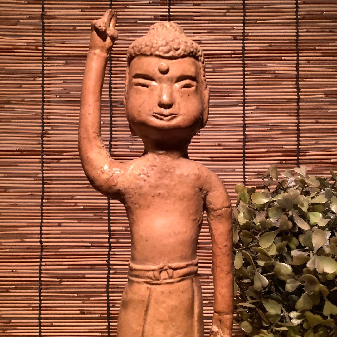 古玩・明治期「釈迦誕生仏」天上天下唯我独尊・諸行無常・一切皆苦・寺院仏閣・素焼