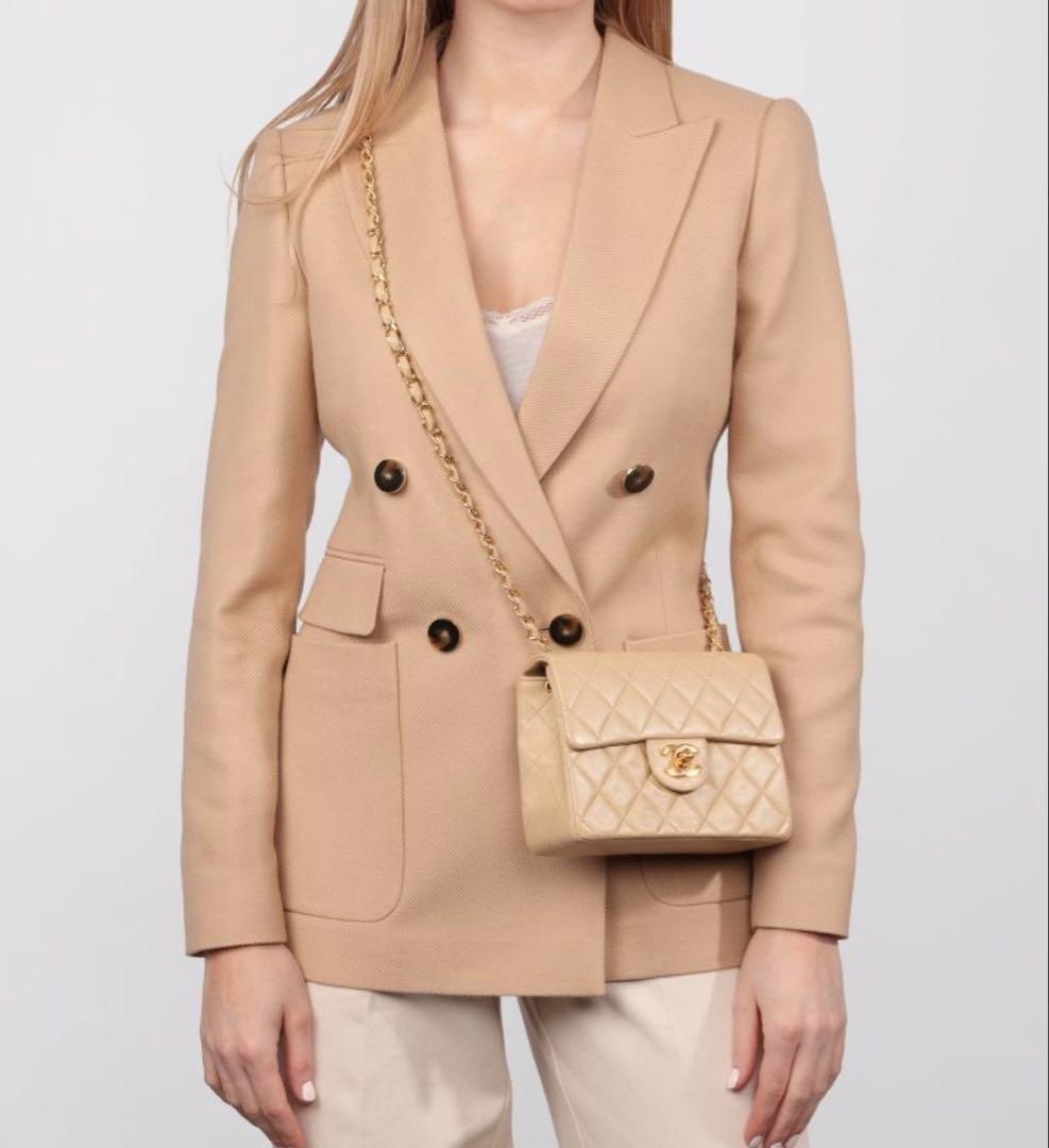 CHANEL ミニマトラッセ ベージュ ラムスキン