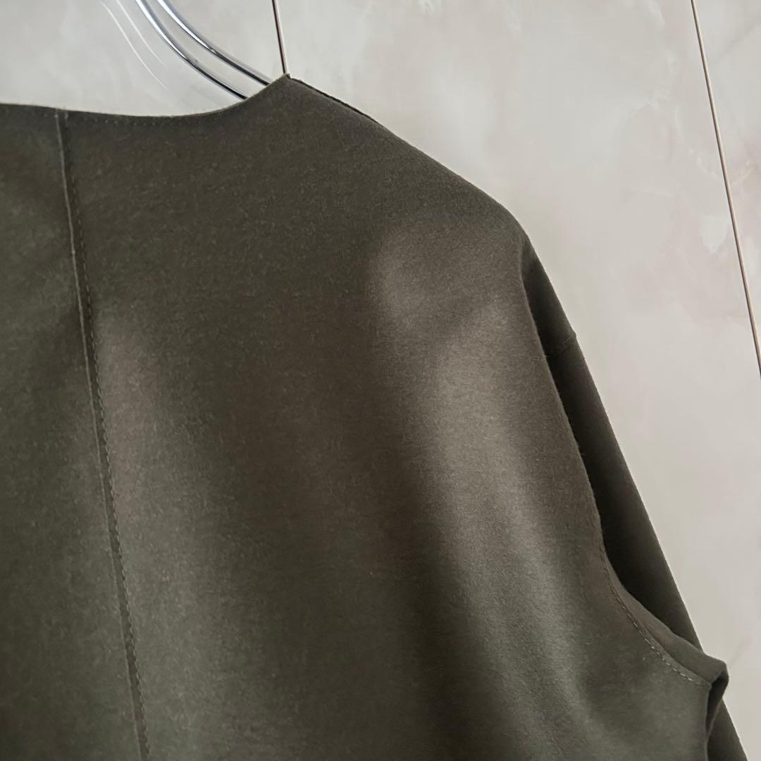 23区　圧縮ウールショートコート　カーキ　32