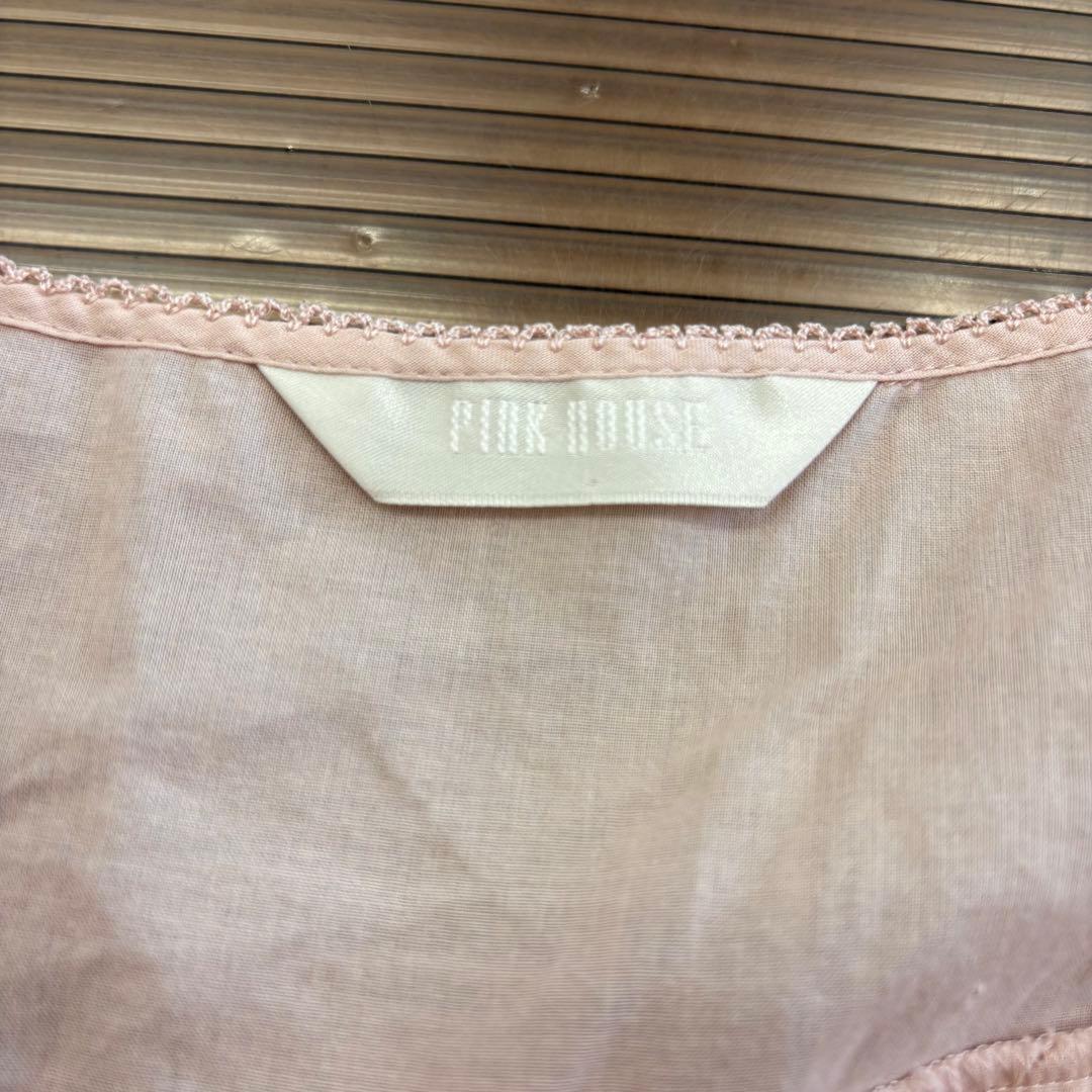 美品＊PINKHOUSE ピンクハウス　総ピコフリル　ローンチュニック　ピンク