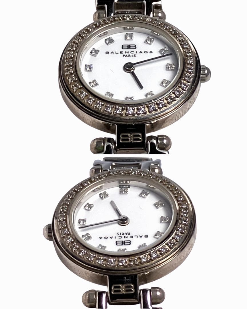 【新品電池/稼働】バレンシアガ 12Pダイヤ 腕時計 ストーンベゼル レディース