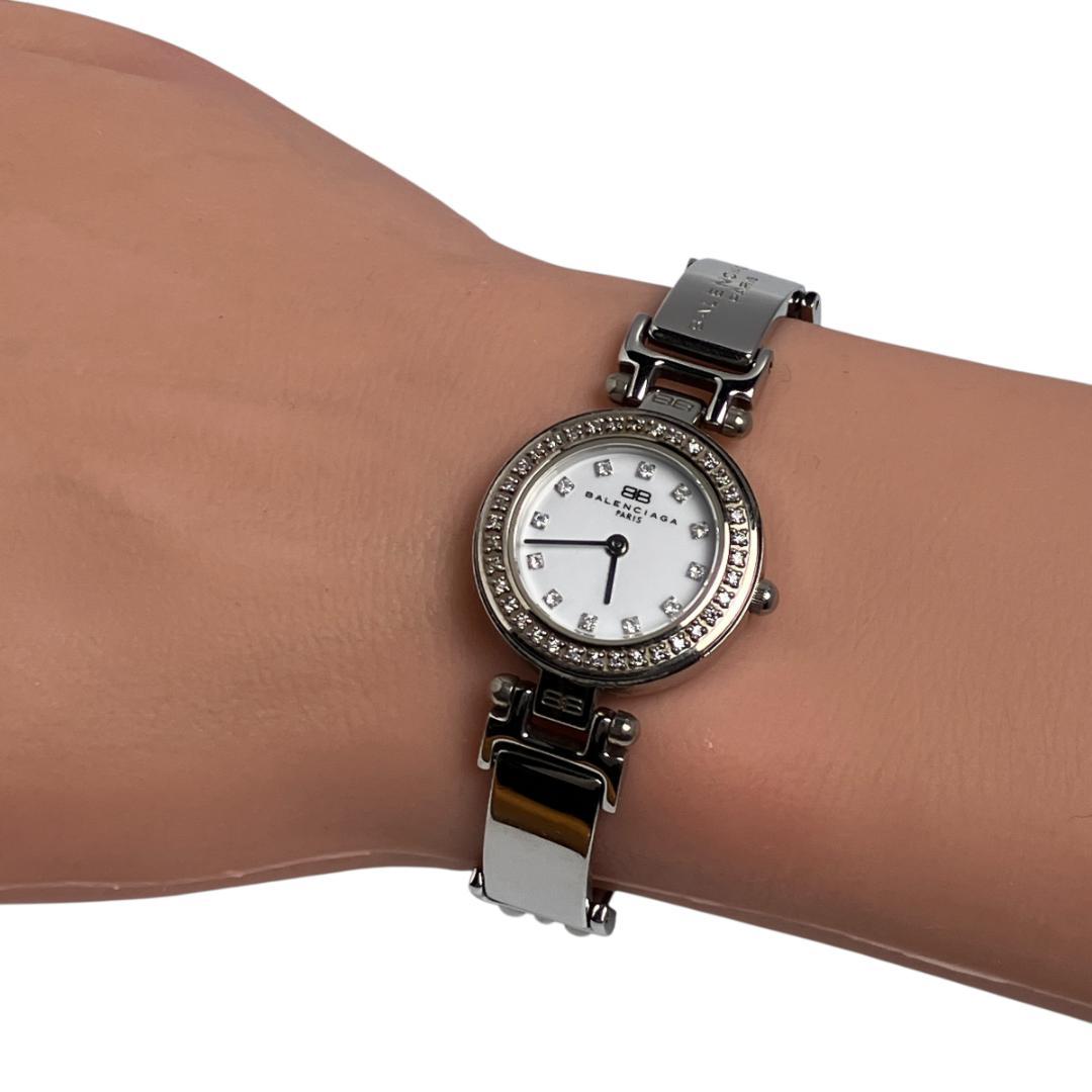 【新品電池/稼働】バレンシアガ 12Pダイヤ 腕時計 ストーンベゼル レディース