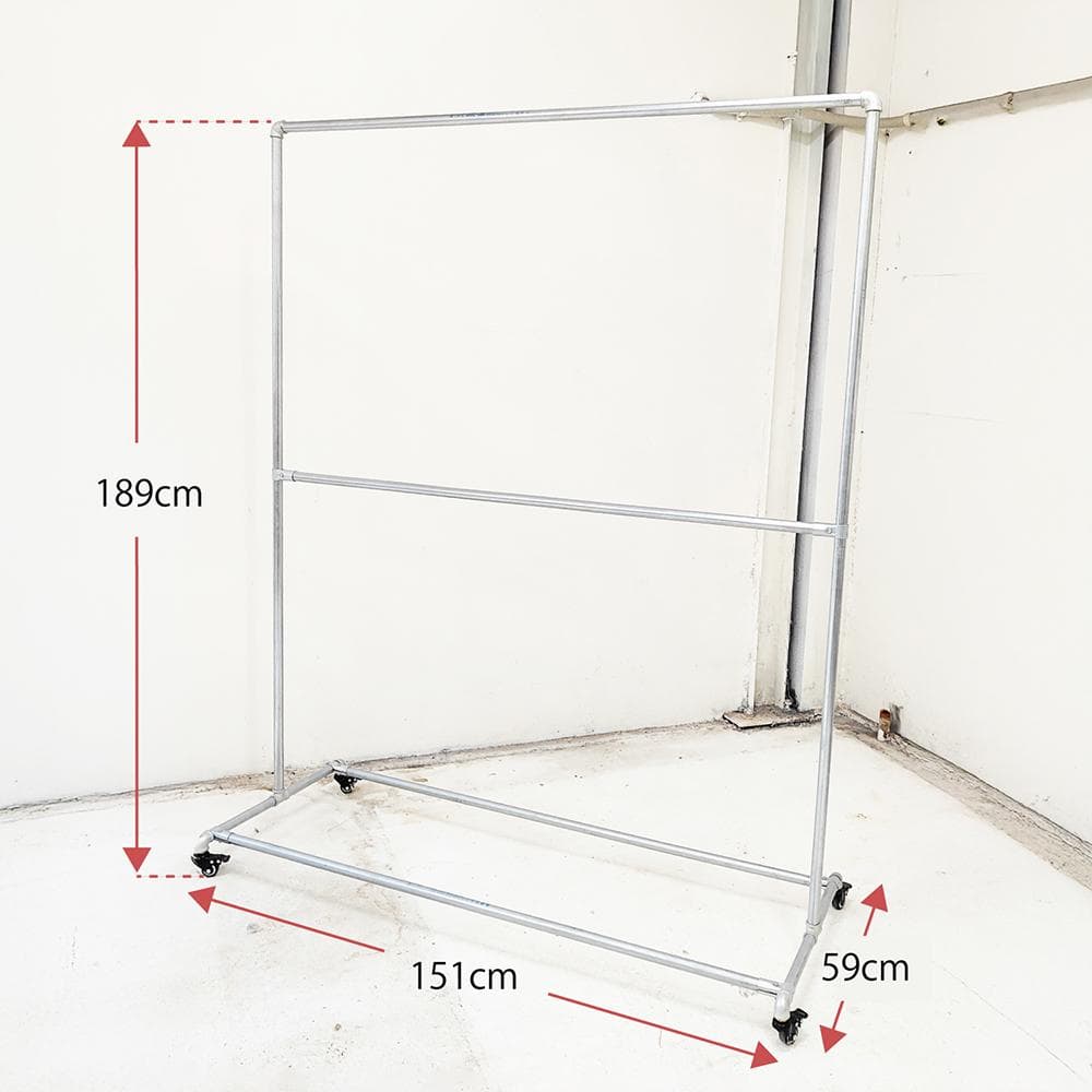 イ*ド様 ハンガーラック 業務用 2段 什器 錆び防止 ガス管 パイプハンガー