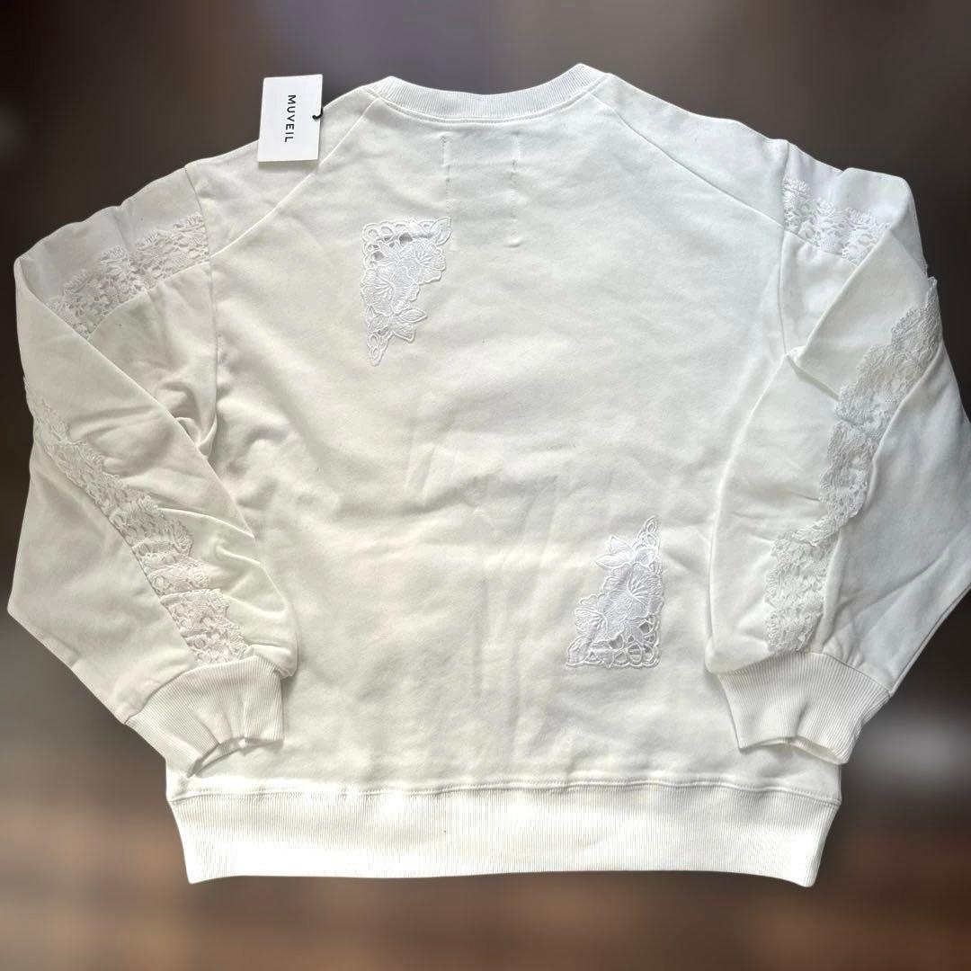 【新品 未使用】MUVEIL レースつき トレーナー サイズM