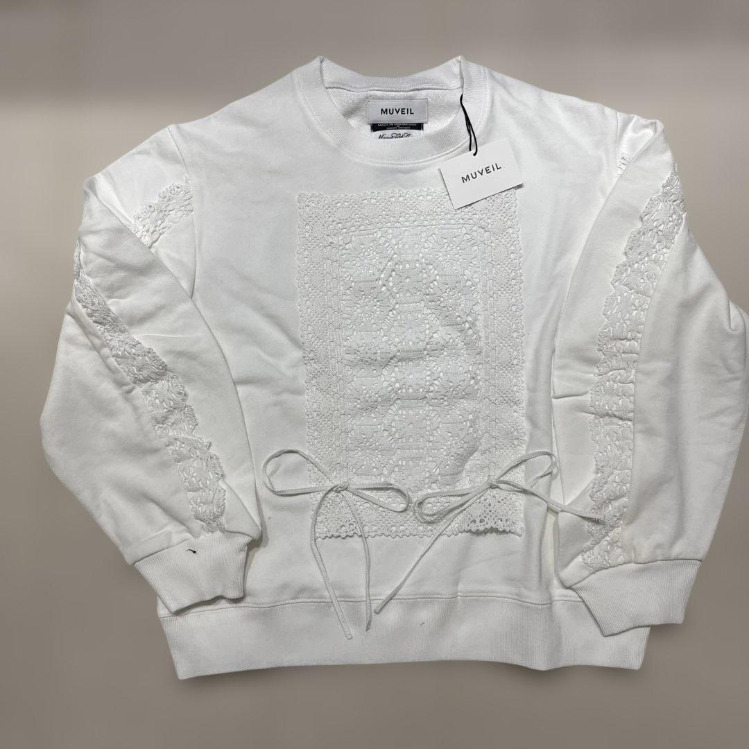 【新品 未使用】MUVEIL レースつき トレーナー サイズM