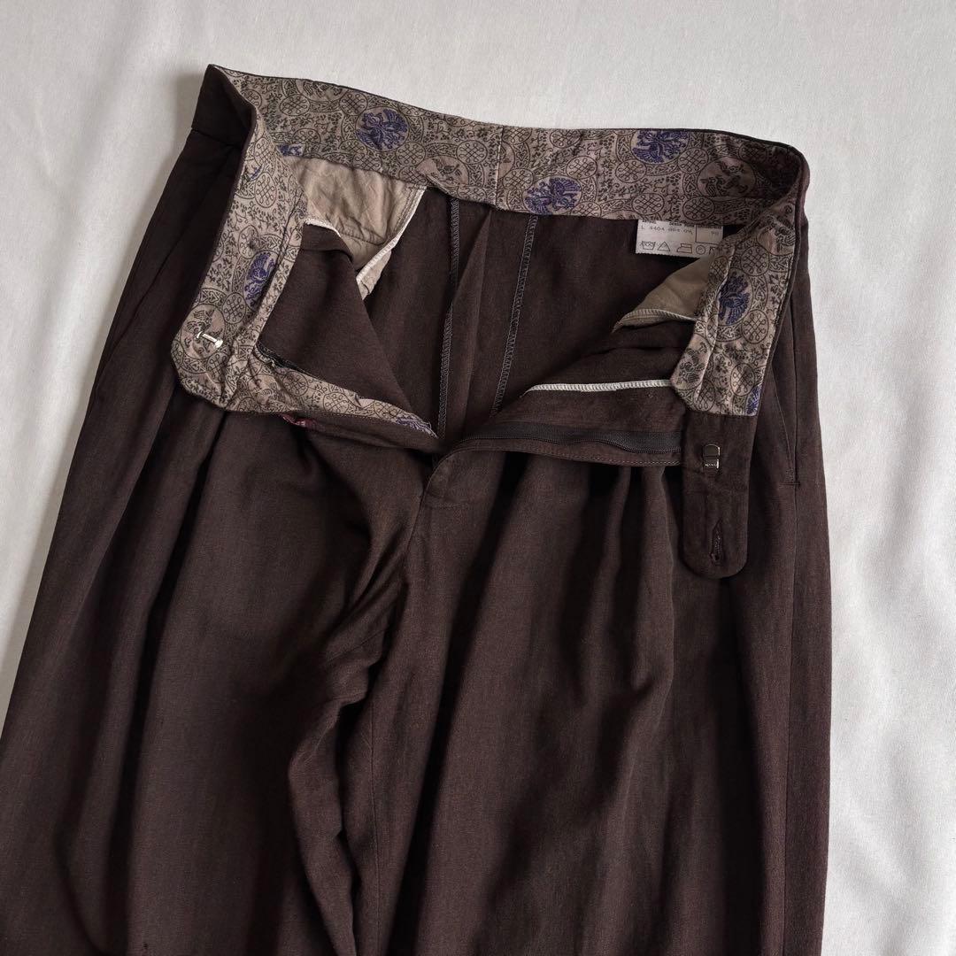 パンツ 90s EURO label 4-tuck cotton wide slacks