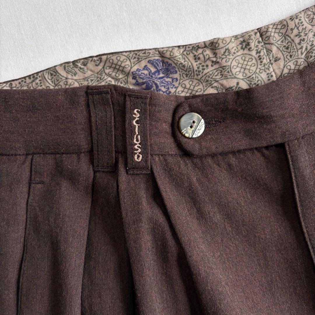 パンツ 90s EURO label 4-tuck cotton wide slacks