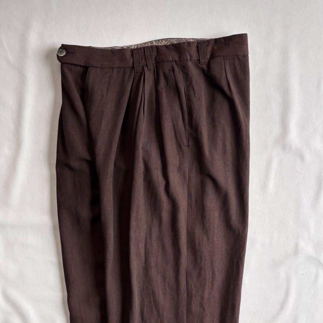 パンツ 90s EURO label 4-tuck cotton wide slacks