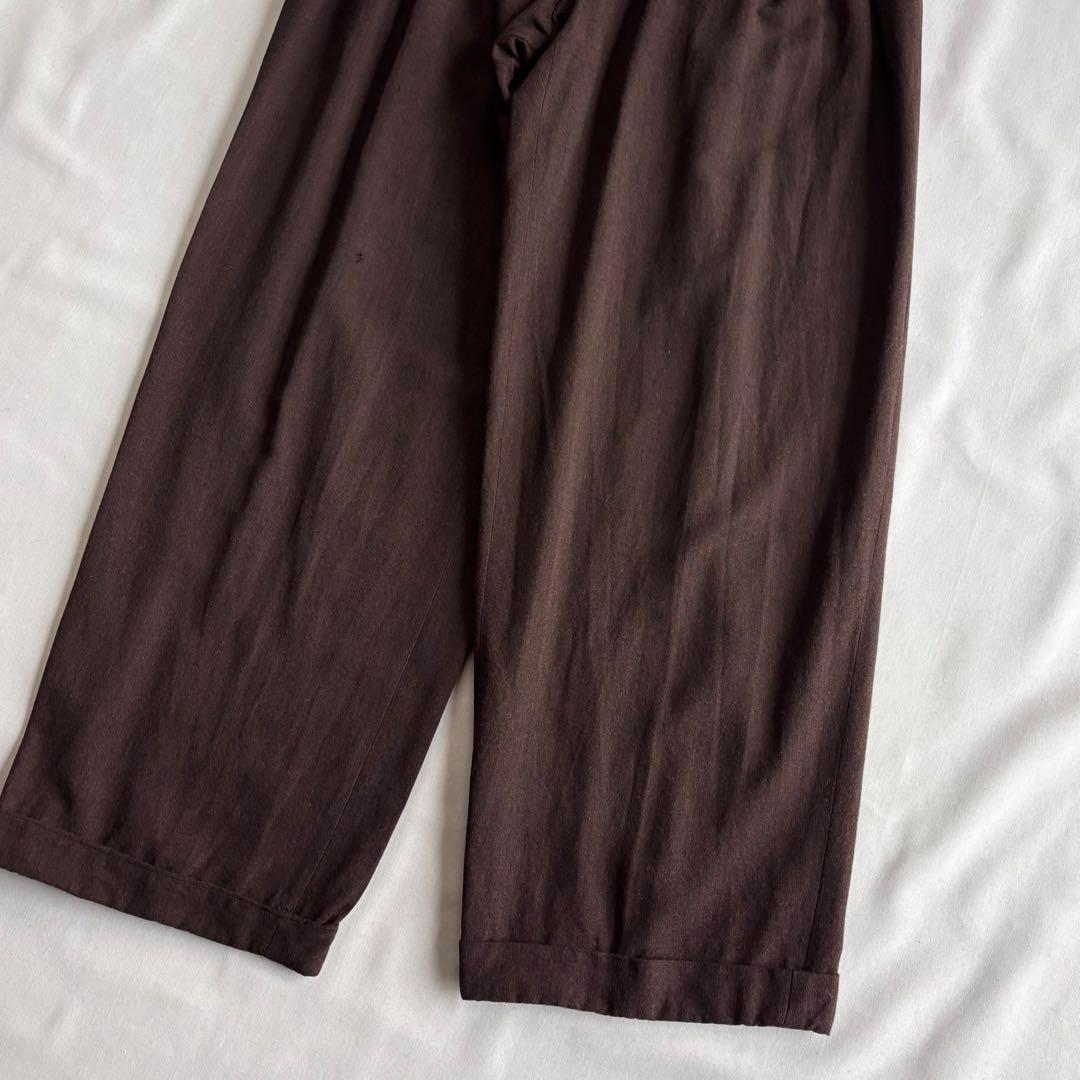 パンツ 90s EURO label 4-tuck cotton wide slacks