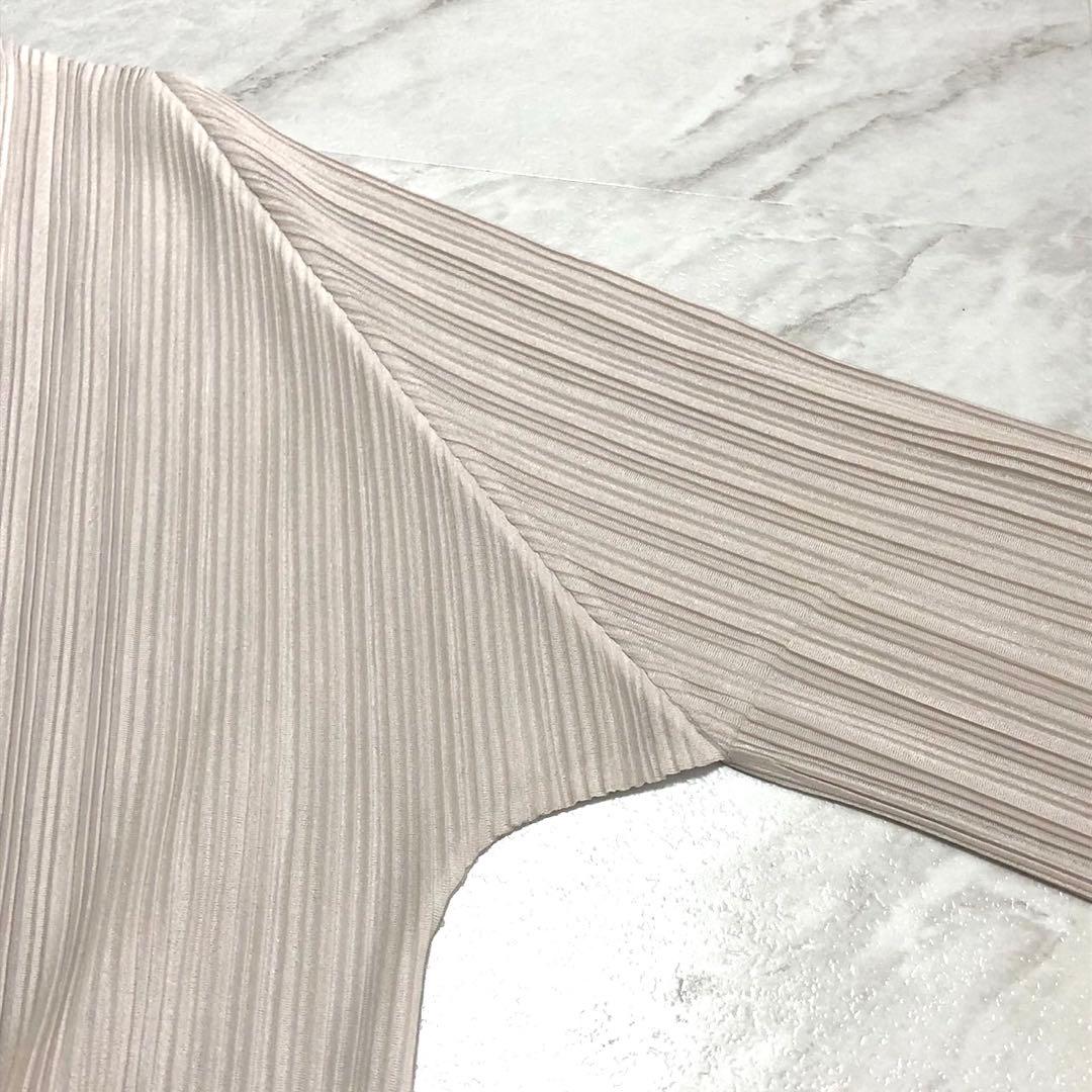 プリーツプリーズ 長袖シャツ 襟付き ボタンダウン Lサイズ バイカラー