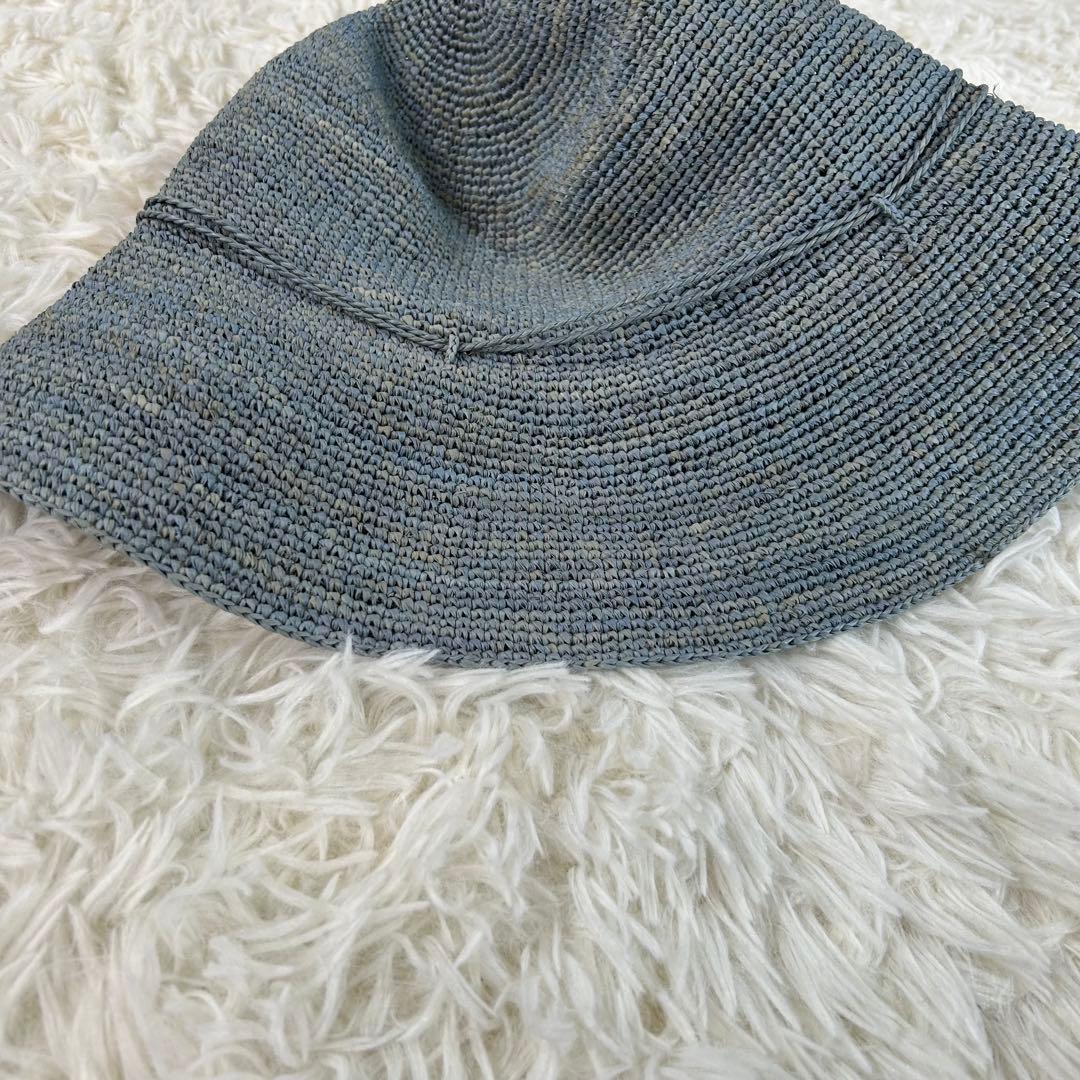 美品★ヘレンカミンスキー ライトブルー×ブルーグレー×ブルーグリーン ラフィア