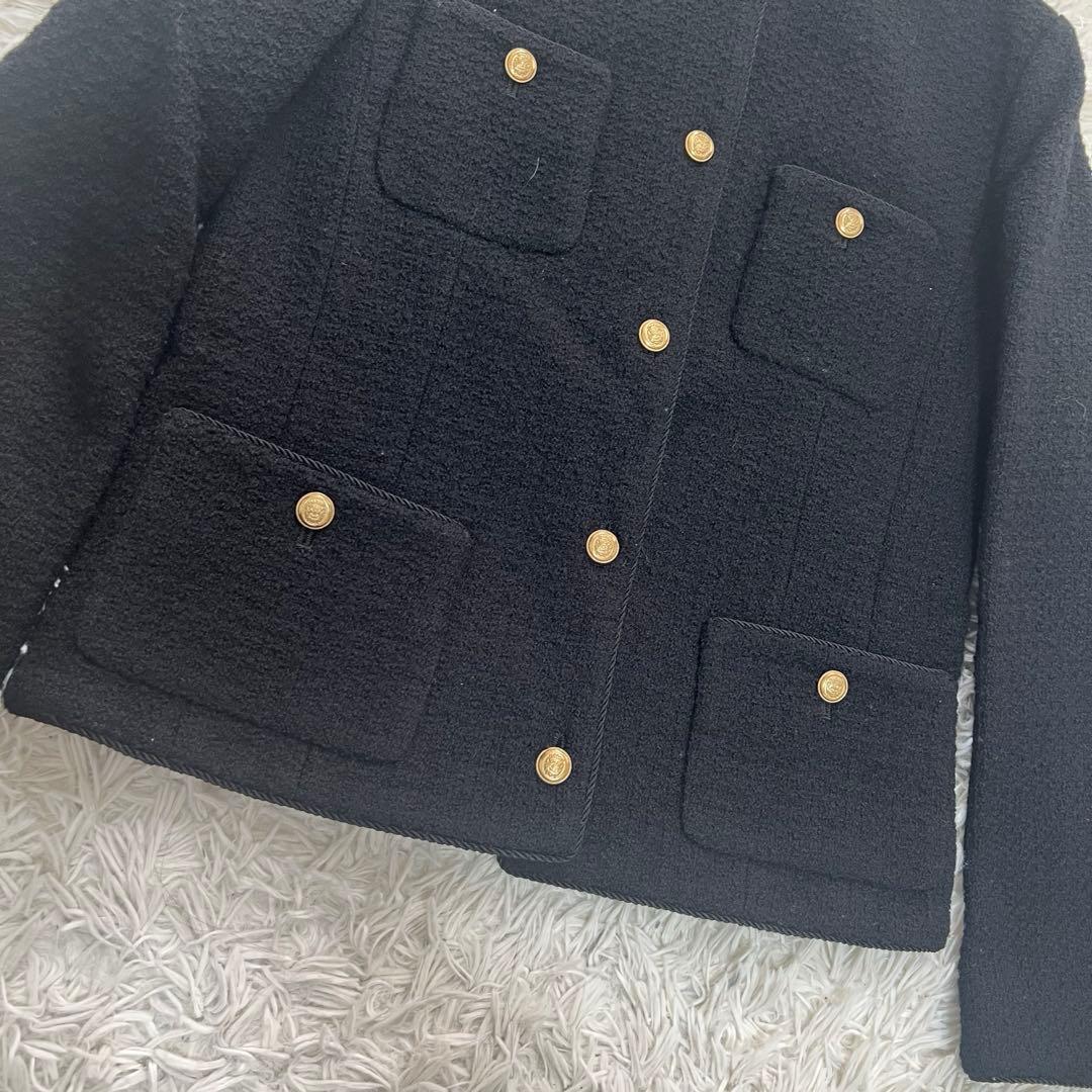 Lisiere ノーカラージャケット 金ボタン ツイードジャケット M