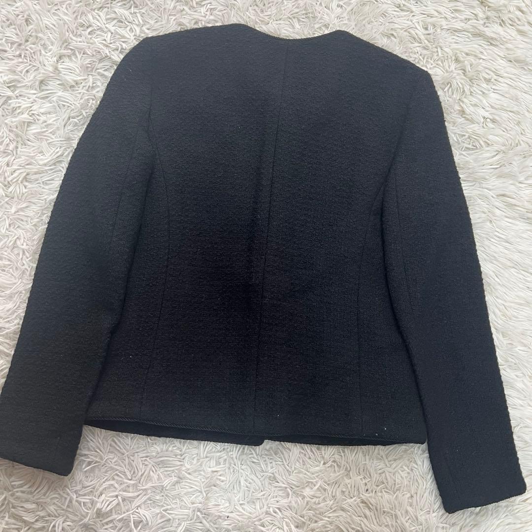 Lisiere ノーカラージャケット 金ボタン ツイードジャケット M