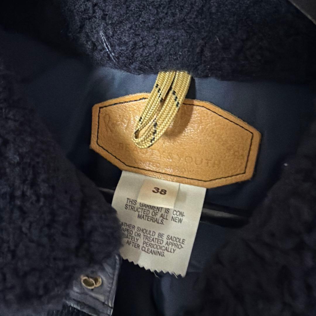 r*u様 ロッキーマウンテン　ダウンベスト　ネイビー　コーデュロイ　ヨークレザー