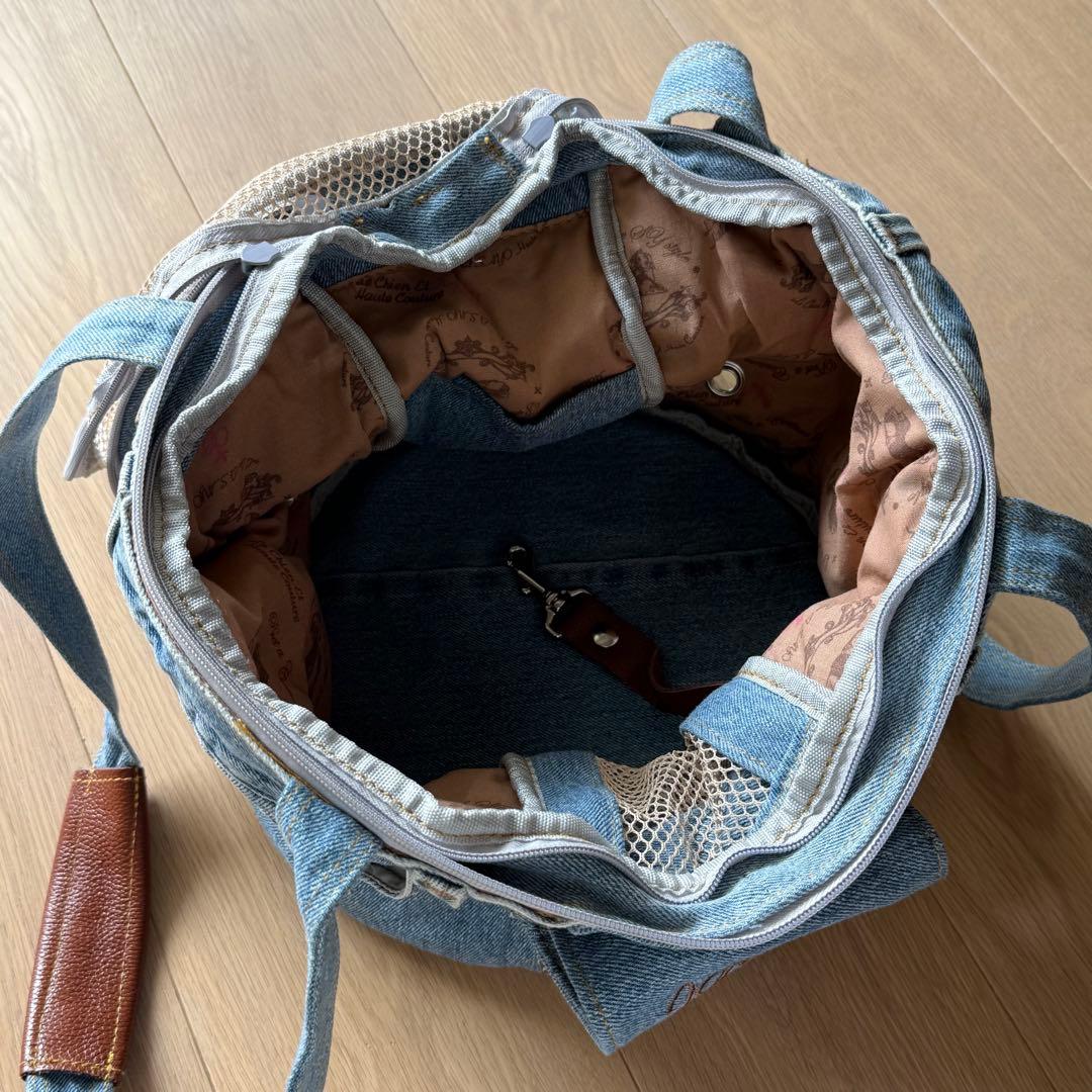 ルシアンエサヨ 2WAY タンブール TMサイズ デニムリメイク キャリーバッグ