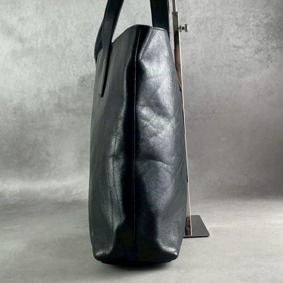 ヒロフ ブラック　Hロゴ　レザー　トートバッグ　A4可　肩掛け可