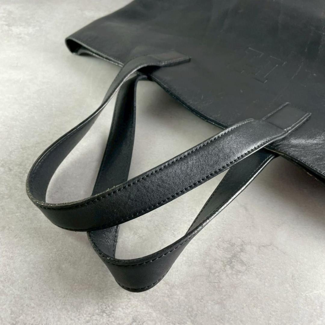 ヒロフ ブラック　Hロゴ　レザー　トートバッグ　A4可　肩掛け可