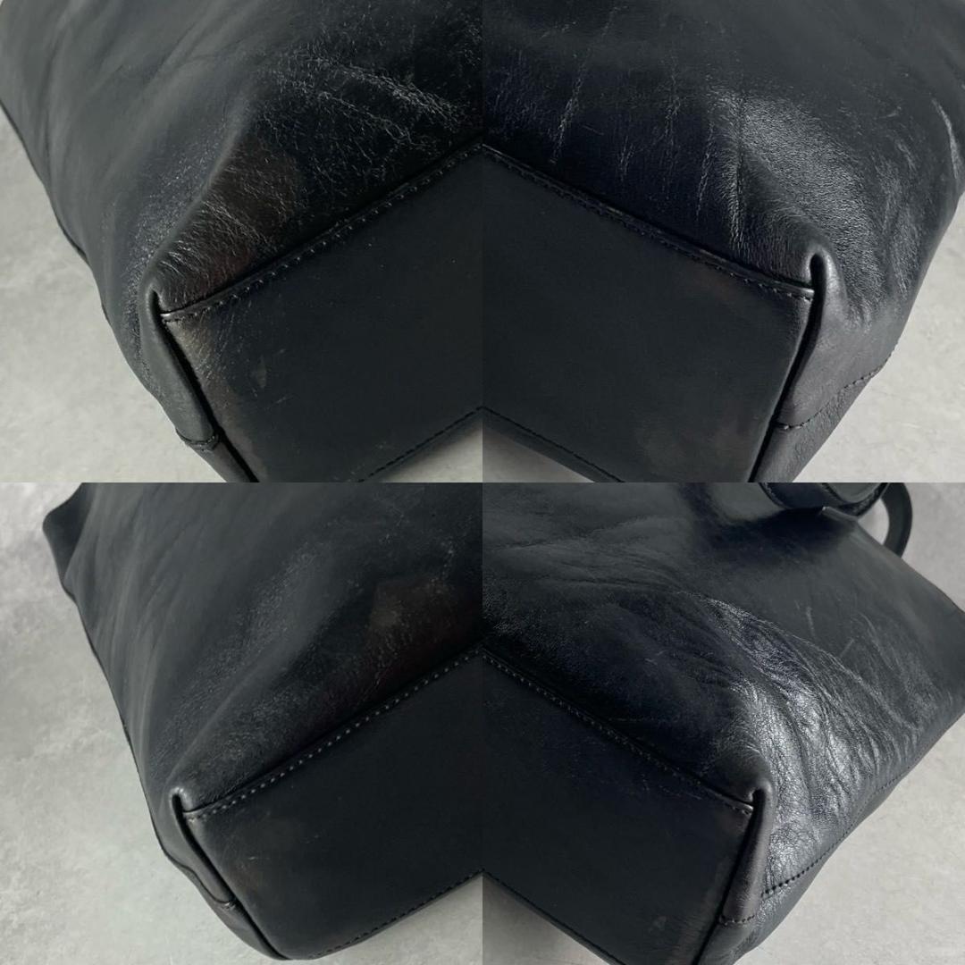 ヒロフ ブラック　Hロゴ　レザー　トートバッグ　A4可　肩掛け可