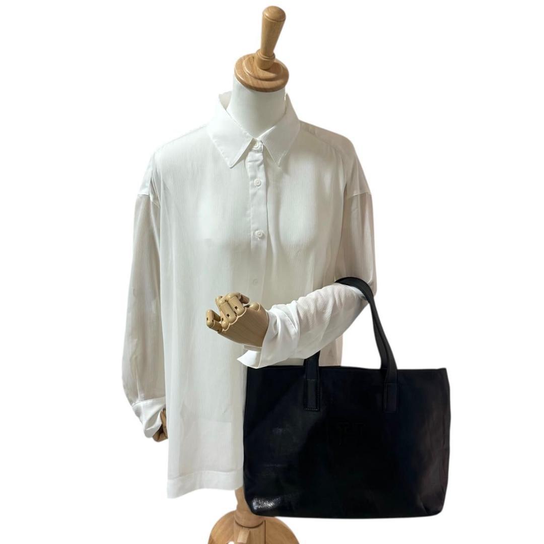 ヒロフ ブラック　Hロゴ　レザー　トートバッグ　A4可　肩掛け可