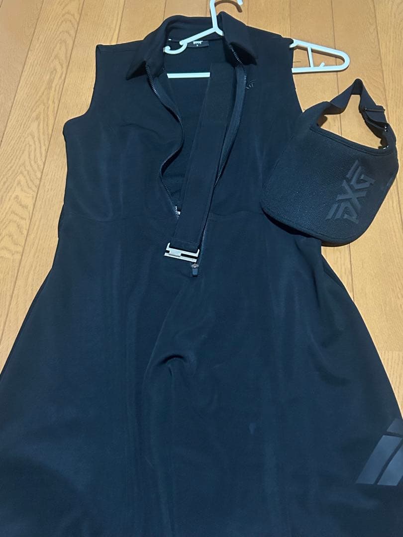 PXG レディース ワンピース 黒 サンバイザーセット