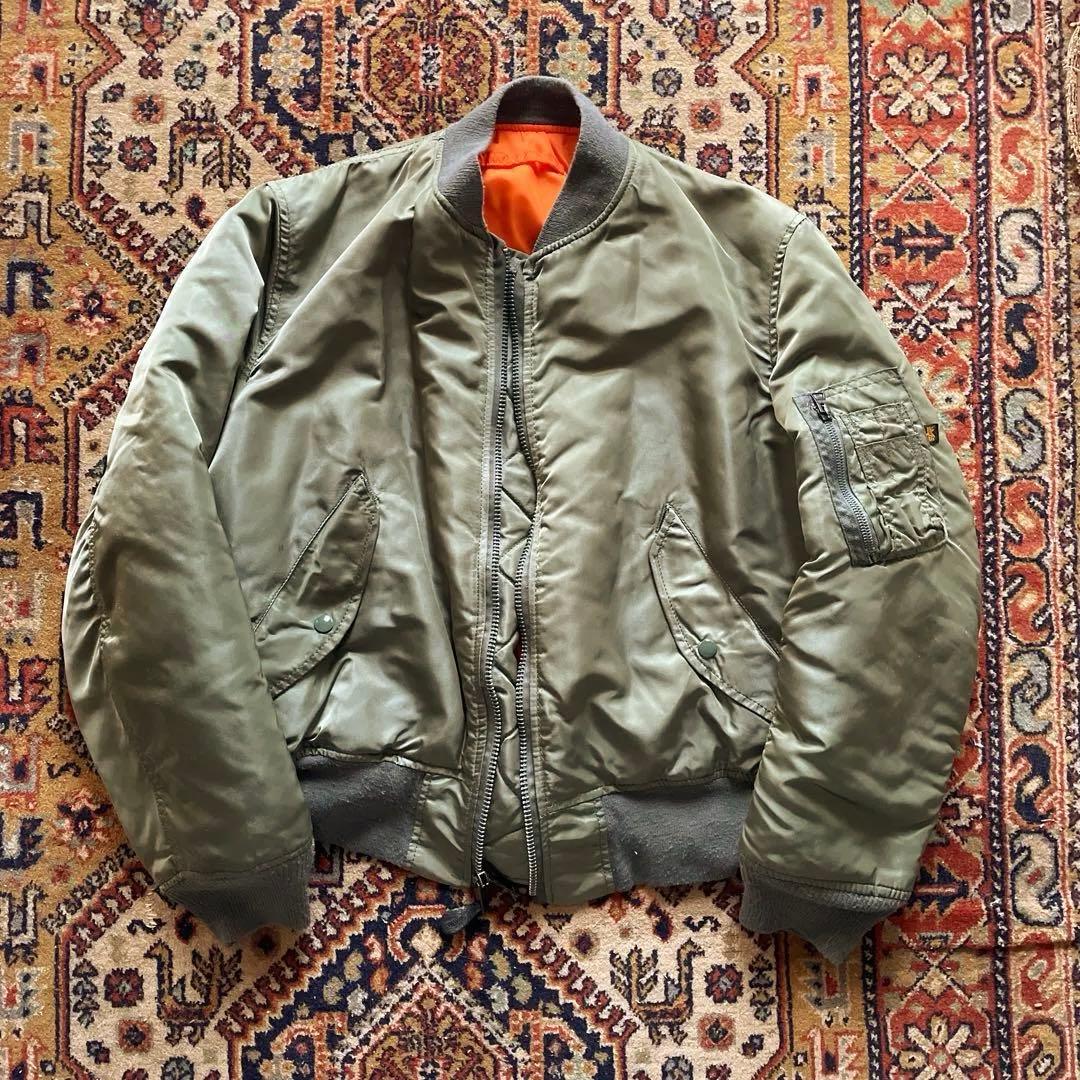 美品USA製 90s OLD Alphaアルファ MA-1 フライトジャケット