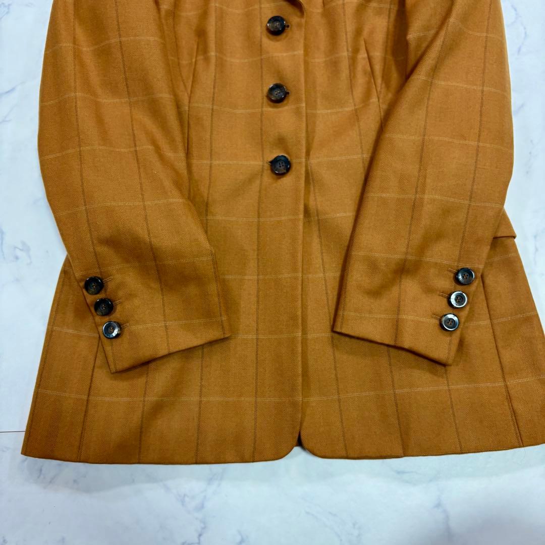 美品 ESCADA カシミヤ100% メガチェック柄 テーラードジャケット 36