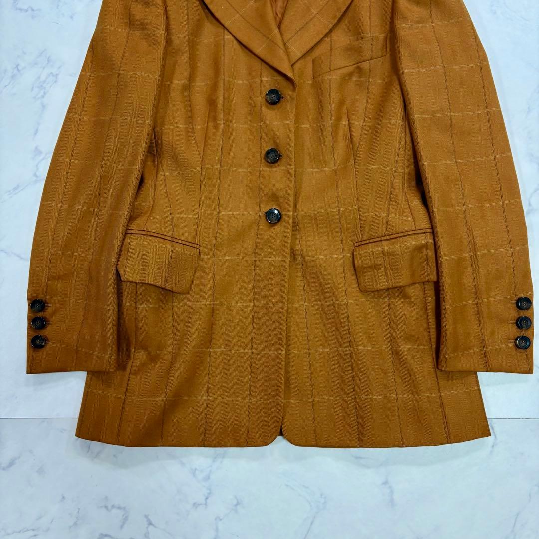 美品 ESCADA カシミヤ100% メガチェック柄 テーラードジャケット 36