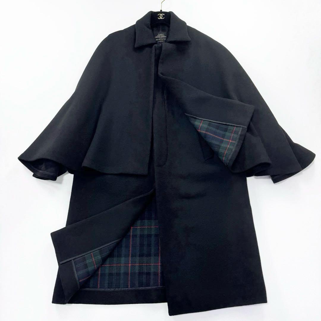 希少✨ユナイテッドアローズ ケープ付ロングコート 裏地ブラックウォッチ ポンチョ