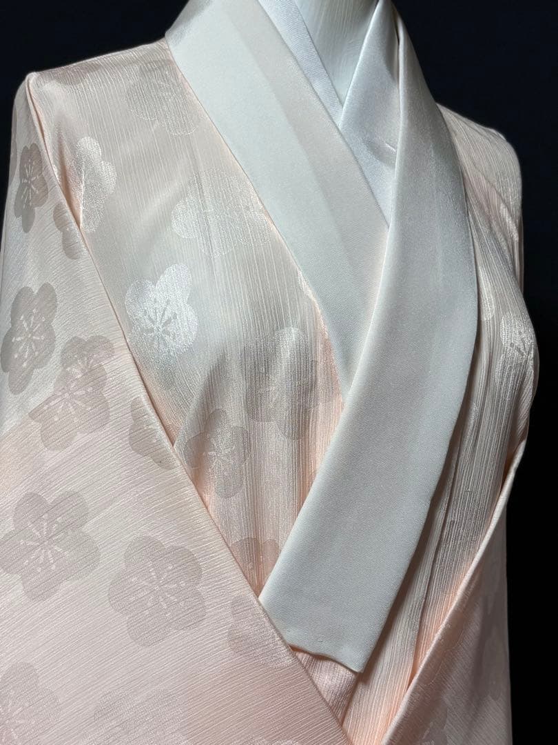 未使用品　和服　単衣　東レシルック　梅模様　無双.長襦袢(紐付)早い者勝ち