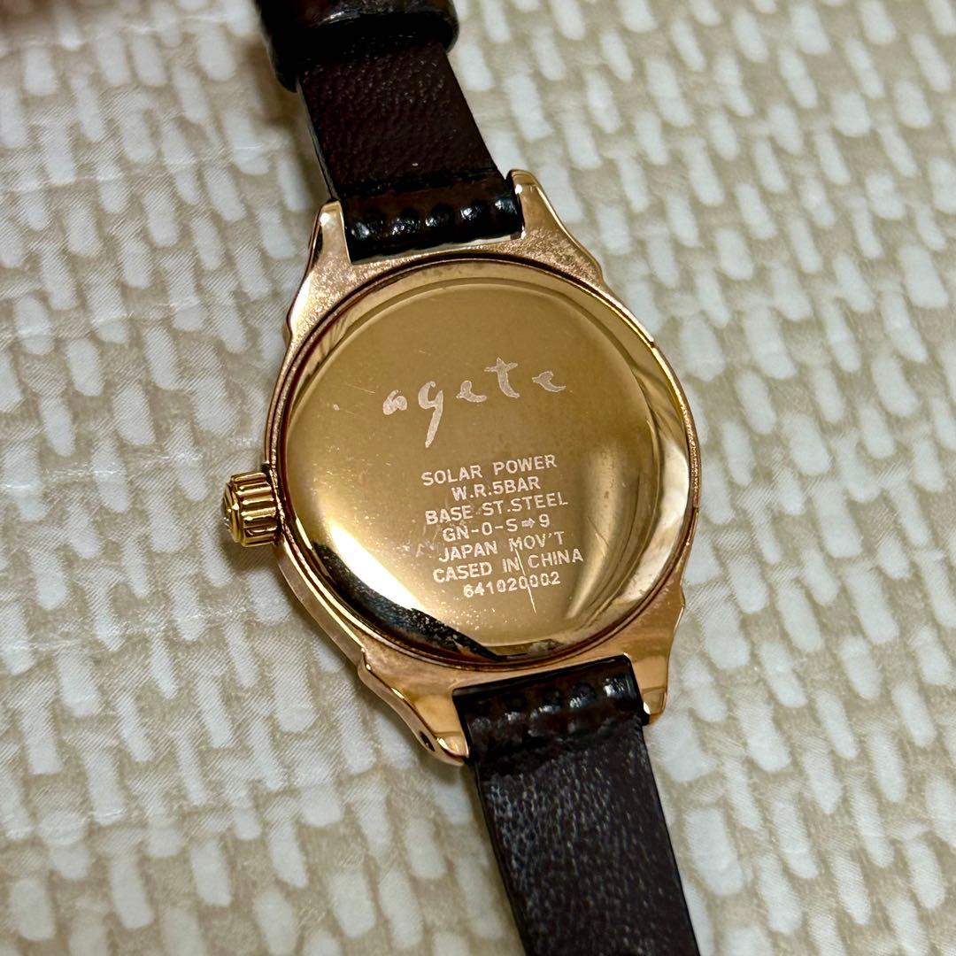 【美品】agete アガット 腕時計 ピンクゴールド ソーラー 正規品