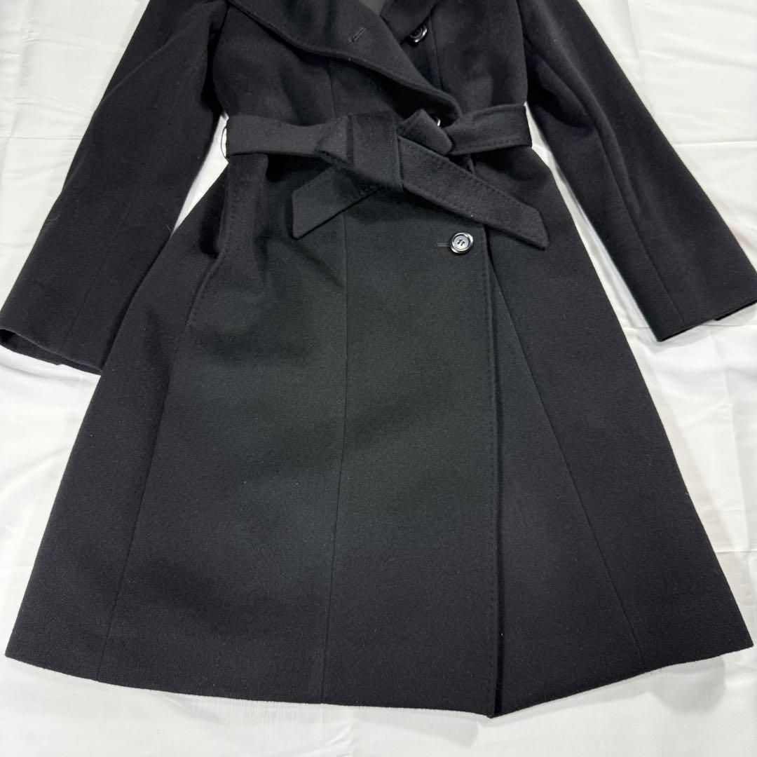 【極美品】23区 スタンドカラーコート ベルト 黒 ウール アンゴラ混 M