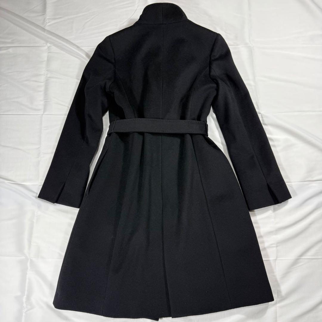 【極美品】23区 スタンドカラーコート ベルト 黒 ウール アンゴラ混 M