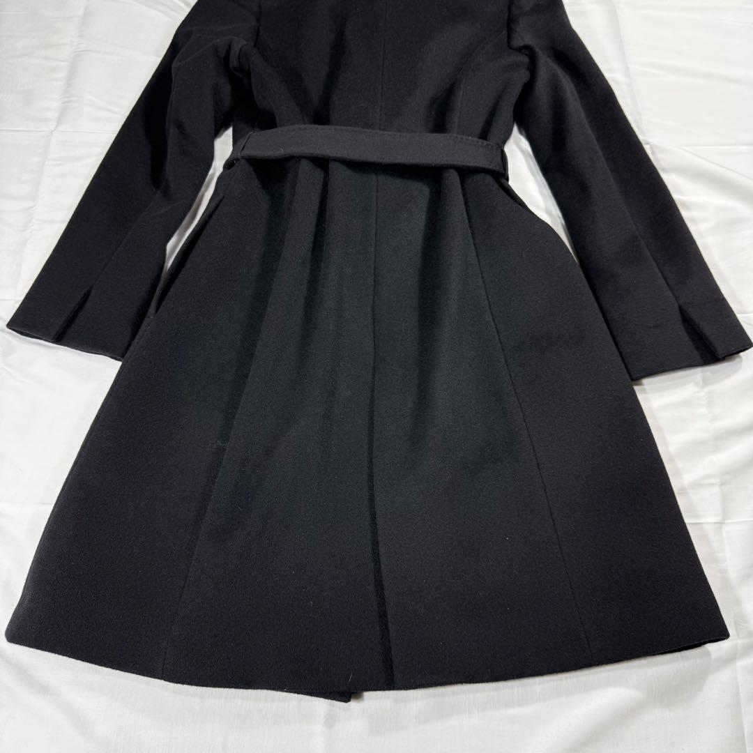【極美品】23区 スタンドカラーコート ベルト 黒 ウール アンゴラ混 M