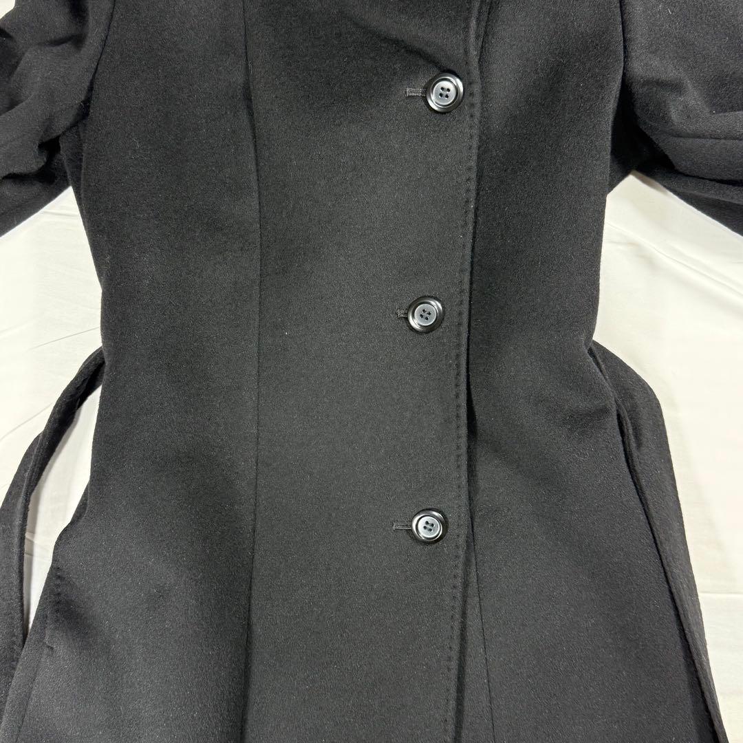 【極美品】23区 スタンドカラーコート ベルト 黒 ウール アンゴラ混 M