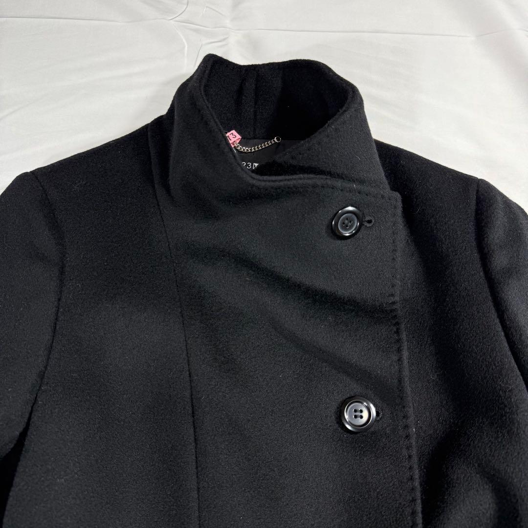 【極美品】23区 スタンドカラーコート ベルト 黒 ウール アンゴラ混 M