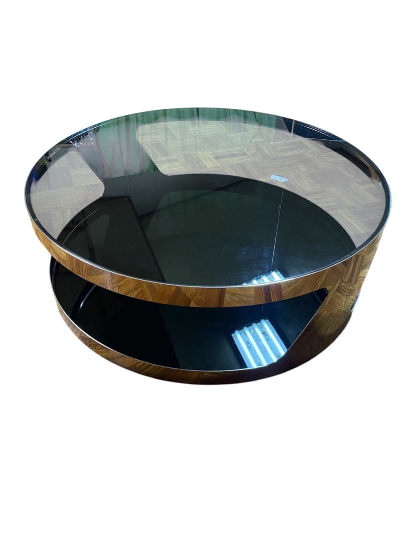 モダン　ガラスローテーブル　ステンレス